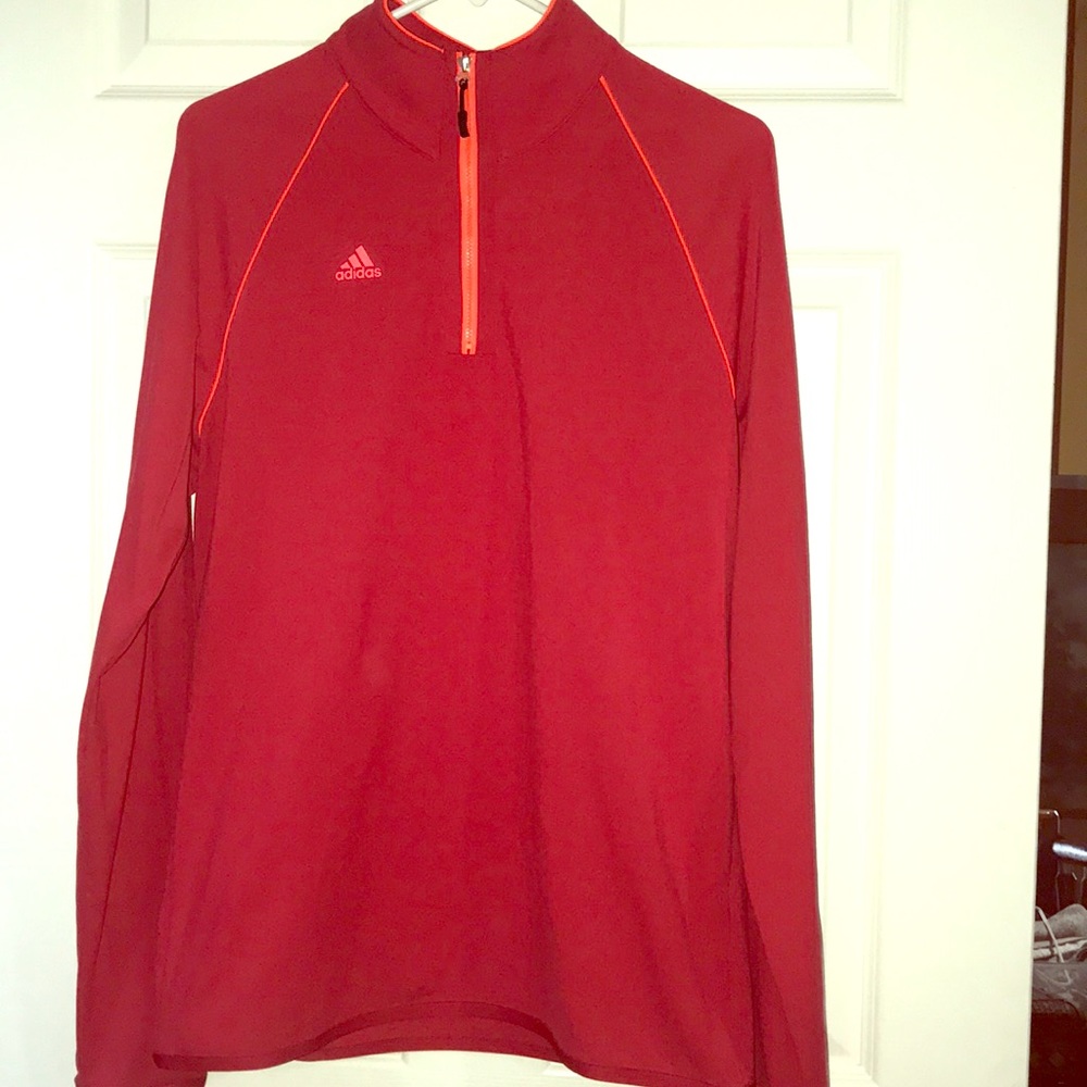 Adidas golf red with orange trim 3/4 zip